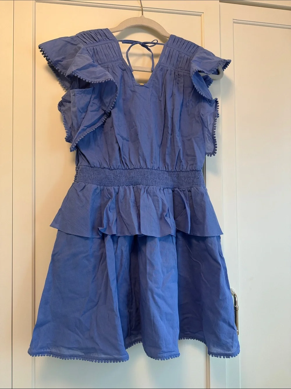 Poupette St. Barth Girls Periwinkle Blue Ruffle Cotton Dress